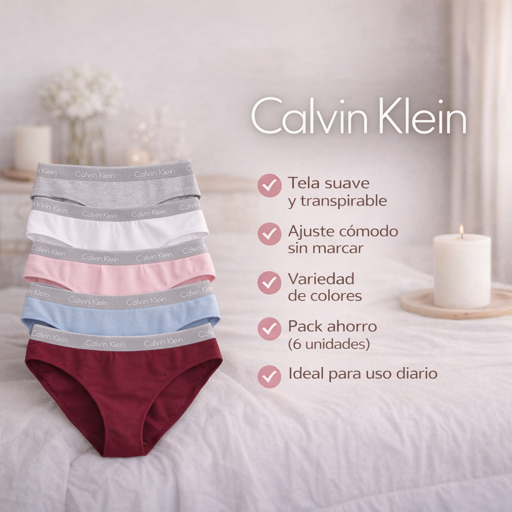 Combo 6 Pantys + Brasier para Dama Calvin Klein🌹